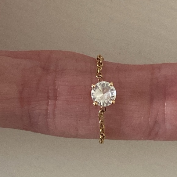 CLAIRE JEWELRY & CO NEW! Catina Solid 14K Chain Ring White Sapphire 0.25ct 4mm - Picture 4 of 11